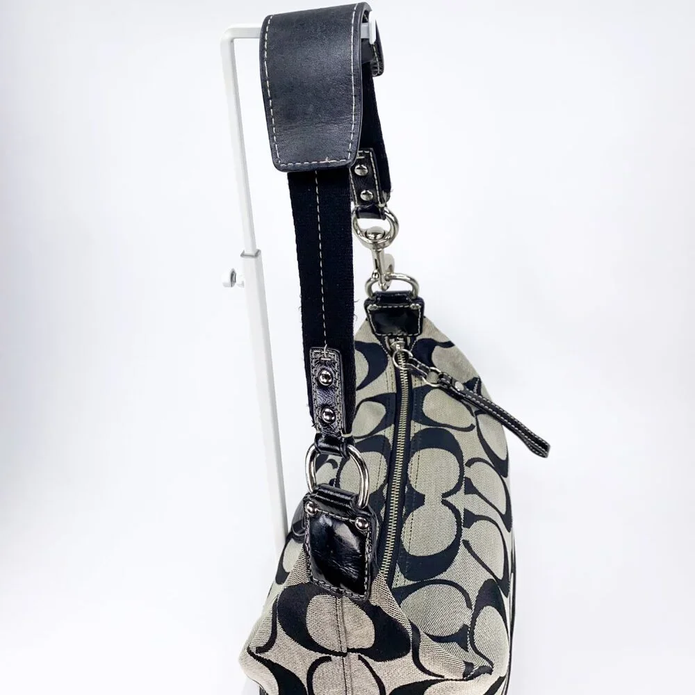 COACH Hobo Signature Stripe Canvas Shoulder bag - E1094-F15197 - Picture 13 of 15